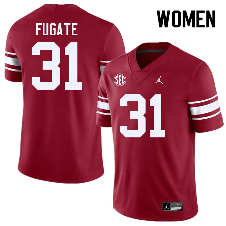 Women #31 Cale Fugate Oklahoma Sooners 2024 SEC Conference College Football Jerseys-Throwback